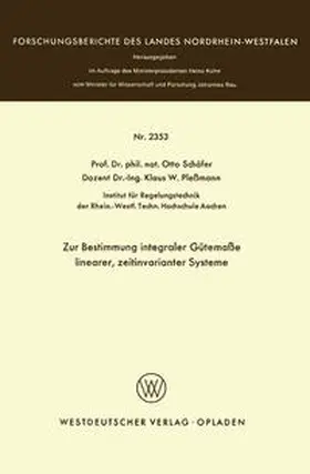 Schäfer |  Zur Bestimmung integraler Gütemaße linearer, zeitinvarianter Systeme | eBook | Sack Fachmedien