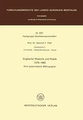 Plett |  Englische Rhetorik und Poetik 1479 – 1660 | eBook | Sack Fachmedien