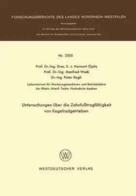 Opitz |  Untersuchungen über die Zahnfußtragfähigkeit von Kegelradgetrieben | eBook | Sack Fachmedien