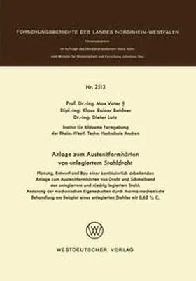 Vater |  Anlage zum Austenitformhärten von unlegiertem Stahldraht | eBook | Sack Fachmedien