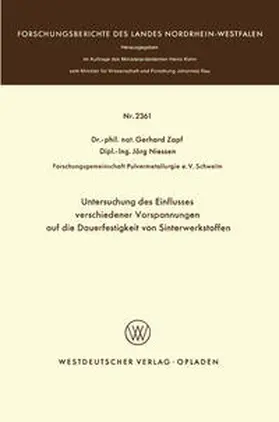 Zapf | Untersuchung des Einflusses verschiedener Vorspannungen auf die Dauerfestigkeit von Sinterwerkstoffen | E-Book | sack.de