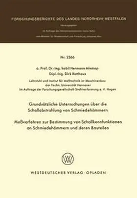 Mintrop | Grundsätzliche Untersuchungen über die Schallabstrahlung von Schmiedehämmern Meßverfahren zur Bestimmung von Schallkennfunktionen an Schmiedehämmern und der en Bauteilen | E-Book | sack.de