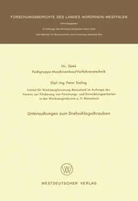 Sieling | Untersuchungen zum Drehschlagschrauben | E-Book | sack.de
