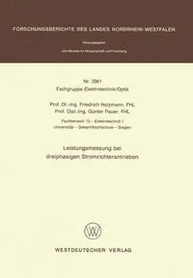 Holzmann | Leistungsmessung bei dreiphasigen Stromrichterantrieben | E-Book | sack.de