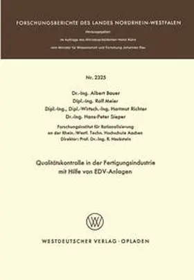 Bauer |  Qualitätskontrolle in der Fertigungsindustrie mit Hilfe von EDV-Anlagen | eBook | Sack Fachmedien