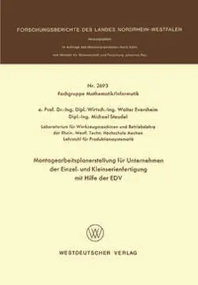 Eversheim | Montagearbeitsplanerstellung für Unternehmen der Einzel- und Kleinserienfertigung mit Hilfe der EDV | E-Book | sack.de