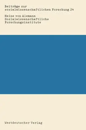 von Alemann |  Sozialwissenschaftliche Forschungsinstitute | eBook | Sack Fachmedien