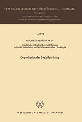 Hartmann |  Organisation der Sozialforschung | eBook | Sack Fachmedien