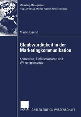 Eisend |  Glaubwürdigkeit in der Marketingkommunikation | eBook | Sack Fachmedien