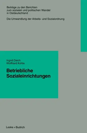  Betriebliche Sozialeinrichtungen | Buch |  Sack Fachmedien