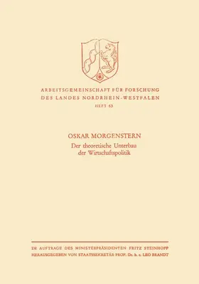 Morgenstern |  Der theoretische Unterbau der Wirtschaftspolitik | Buch |  Sack Fachmedien