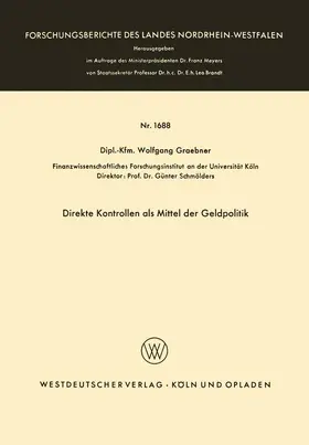 Graebner |  Direkte Kontrollen als Mittel der Geldpolitik | Buch |  Sack Fachmedien