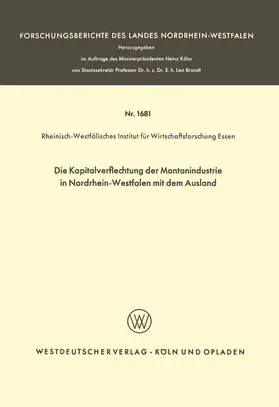  Die Kapitalverflechtung der Montanindustrie in Nordrhein-Westfalen mit dem Ausland | Buch |  Sack Fachmedien