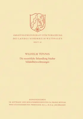 Tönnis |  Die neuzeitliche Behandlung frischer Schädelhirnverletzungen | Buch |  Sack Fachmedien