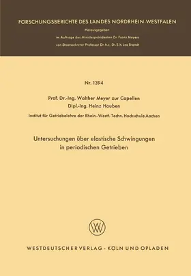 Meyer zur Capellen |  Untersuchungen über elastische Schwingungen in periodischen Getrieben | Buch |  Sack Fachmedien
