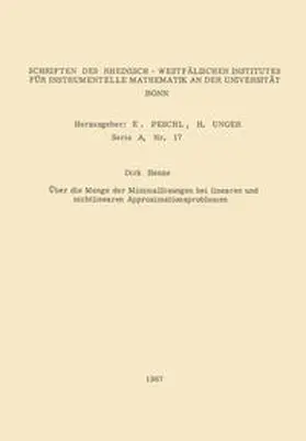Henze |  Über die Menge der Minimallösungen bei linearen und nichtlinearen Approximationsproblemen | eBook | Sack Fachmedien