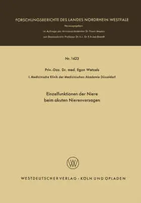 Wetzels |  Einzelfunktionen der Niere beim akuten Nierenversagen | eBook | Sack Fachmedien