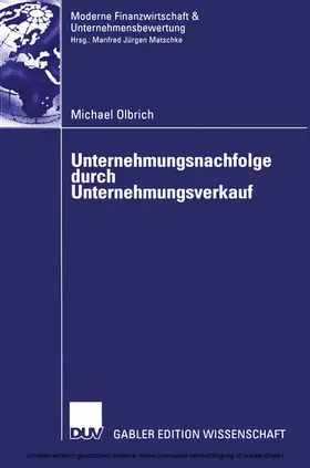 Olbrich |  Unternehmungsnachfolge durch Unternehmungsverkauf | eBook | Sack Fachmedien