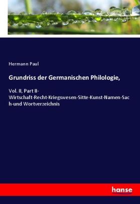 Paul |  Grundriss der Germanischen Philologie, | Buch |  Sack Fachmedien