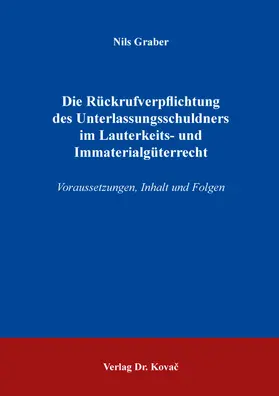 Graber |  Die Rückrufverpflichtung des Unterlassungsschuldners im Lauterkeits- und Immaterialgüterrecht | Buch |  Sack Fachmedien