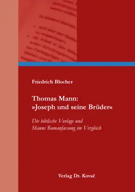 Blocher |  Thomas Mann: »Joseph und seine Brüder« | Buch |  Sack Fachmedien