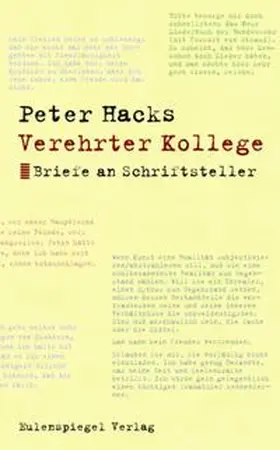 Hacks / Kirsch |  Verehrter Kollege | Buch |  Sack Fachmedien