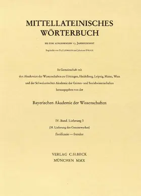  Mittellateinisches Wörterbuch  38. Lieferung (florificatio - frendor) | Buch |  Sack Fachmedien