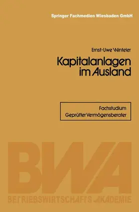 Winteler | Kapitalanlagen im Ausland | Buch | 978-3-409-01722-0 | sack.de