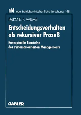 Wilms |  Entscheidungsverhalten als rekursiver Prozeß | Buch |  Sack Fachmedien