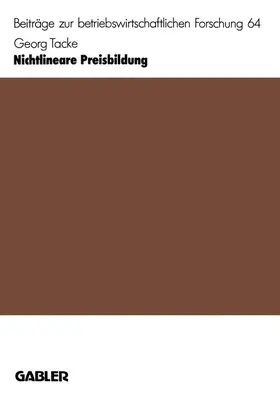 Tacke |  Nichtlineare Preisbildung | Buch |  Sack Fachmedien