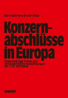 Bartholomew | Konzernabschlüsse in Europa | Buch | 978-3-409-16731-4 | sack.de