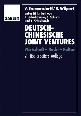 Trommsdorff / Wilpert |  Deutsch-chinesische Joint Ventures | Buch |  Sack Fachmedien