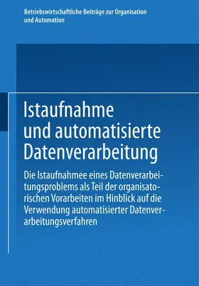 Studienkreis Dr. Pärli |  Istaufnahme und automatisierte Datenverarbeitung | Buch |  Sack Fachmedien