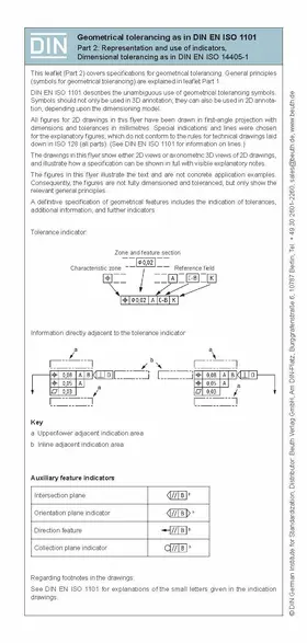 Bertschat / DIN e.V. | Geometrical tolerancing according to DIN EN ISO 1101- Part 2 -2D/3D-Presentation incl. dimensional tolerancing Fold-out leaflet | E-Book | sack.de
