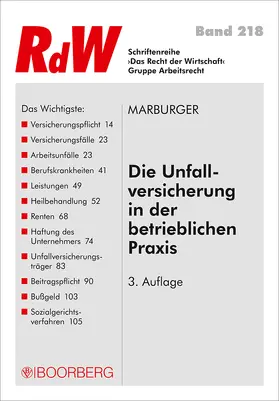 Marburger |  Die Unfallversicherung in der betrieblichen Praxis | Buch |  Sack Fachmedien