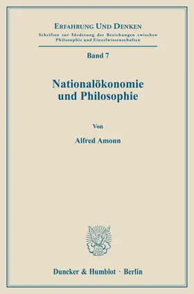 Amonn |  Nationalökonomie und Philosophie. | Buch |  Sack Fachmedien