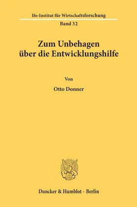 Donner | Zum Unbehagen über die Entwicklungshilfe. | Buch | 978-3-428-00322-8 | sack.de