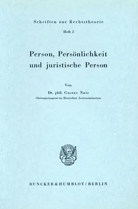 Nass |  Person, Persönlichkeit und juristische Person. | Buch |  Sack Fachmedien