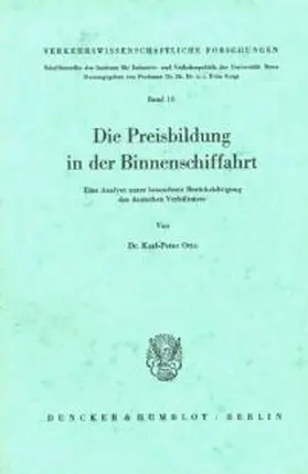 Otto |  Die Preisbildung in der Binnenschiffahrt. | Buch |  Sack Fachmedien