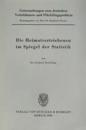 Pfister |  Untersuchungen zum deutschen Vertriebenen- und Flüchtlingsproblem. | Buch |  Sack Fachmedien