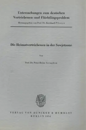 Pfister |  Untersuchungen zum deutschen Vertriebenen- und Flüchtlingsproblem. | Buch |  Sack Fachmedien