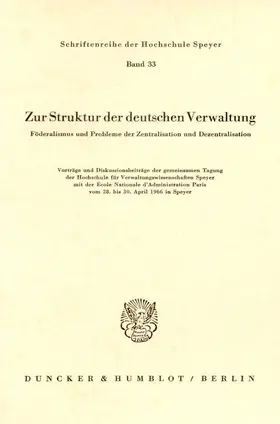  Zur Struktur der deutschen Verwaltung. | Buch |  Sack Fachmedien