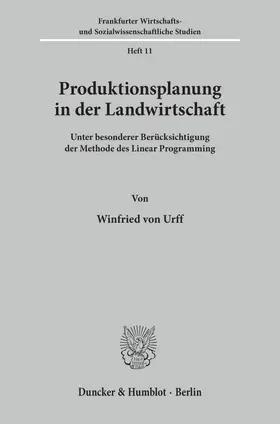 Urff |  Produktionsplanung in der Landwirtschaft | Buch |  Sack Fachmedien
