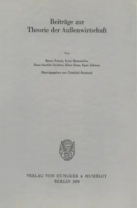 Bombach |  Beiträge zur Theorie der Außenwirtschaft. | Buch |  Sack Fachmedien