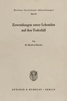 Harder |  Zuwendungen unter Lebenden auf den Todesfall. | Buch |  Sack Fachmedien