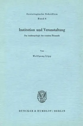 Lipp |  Institution und Veranstaltung. | Buch |  Sack Fachmedien