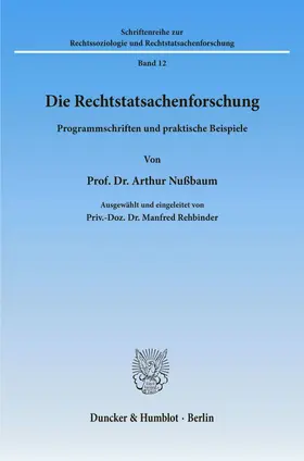 Nußbaum |  Die Rechtstatsachenforschung. | Buch |  Sack Fachmedien