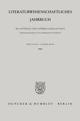 Kunisch | Literaturwissenschaftliches Jahrbuch. | Buch | 978-3-428-02354-7 | sack.de