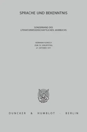 Frühwald / Niggl | Sprache und Bekenntnis. | Buch | 978-3-428-02526-8 | sack.de