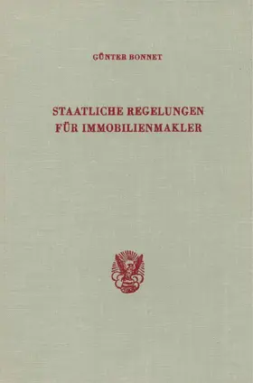 Bonnet |  Staatliche Regelungen für Immobilienmakler. | Buch |  Sack Fachmedien